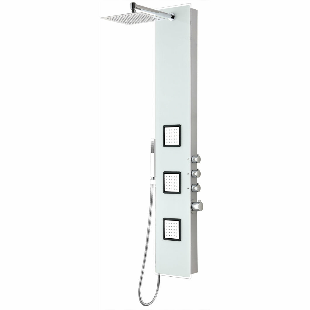 Leopard 60 in. 3-Jetted Full Body Shower Panel with Heavy Rain Shower and Spray Wand in White- Anzzi