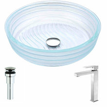 Load image into Gallery viewer, Canta Series Deco-Glass Vessel Sink in Lustrous Translucent Crystal with Enti Faucet in Brushed Nickel- Anzzi