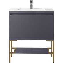 Load image into Gallery viewer, James Martin Milan 31.5&quot; Modern Grey - Radiant Gold Single Vanity with Base- James Martin