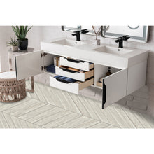 Load image into Gallery viewer, James Martin Mercer Island 59&quot; Glossy White - Matte Black Double Vanity