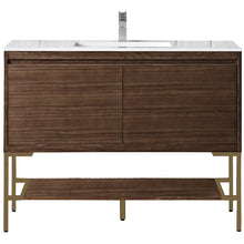 Load image into Gallery viewer, James Martin Milan 47.3&quot; Mid Century Walnut - Radiant Gold Single Vanity- James Martin