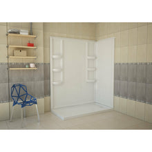 Load image into Gallery viewer, Vasu 60 in. x 36 in. x 74 in. 2-piece DIY Friendly Corner Shower Surround in White- Anzzi