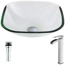 Load image into Gallery viewer, Cadenza Series Deco-Glass Vessel Sink in Lustrous Clear with Key Faucet in Brushed Nickel- Anzzi