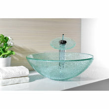 Load image into Gallery viewer, Choir Series Deco-Glass Vessel Sink in Crystal Clear Mosaic with Matching Chrome Waterfall Faucet- Anzzi