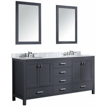 Load image into Gallery viewer, Chateau 72 in. W x 22 in. D Bathroom Bath Vanity Set in Gray with Carrara Marble Top with White Sink- Anzzi