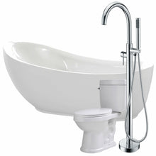 Load image into Gallery viewer, Talyah 71 in. Acrylic Flatbottom Non-Whirlpool Bathtub with Kros Faucet and Talos 1.6 GPF Toilet- Anzzi