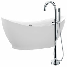 Load image into Gallery viewer, Reginald 68 in. Acrylic Soaking Bathtub in White with Kros Faucet in Polished Chrome- Anzzi