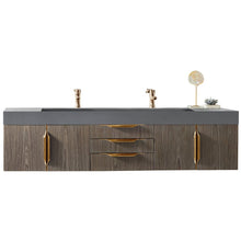 Load image into Gallery viewer, James Martin Mercer Island 72&quot; Ash Gray - Radiant Gold Double Vanity- James Martin