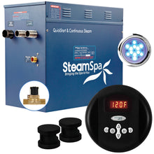 Load image into Gallery viewer, SteamSpa Indulgence 12 KW QuickStart Acu-Steam Bath Generator Package with Built-in Auto Drain in Matte Black- SteamSpa