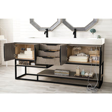 Load image into Gallery viewer, James Martin Columbia 72&quot; Ash Gray - Matte Black Double Vanity