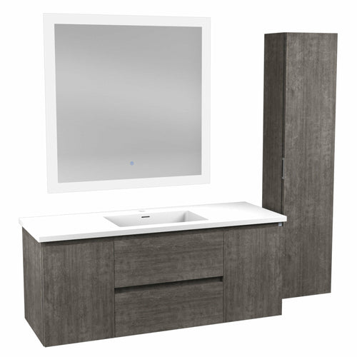 48 in. W x 20 in. H x 18 in. D Bath Vanity Set in Rich Gray with Vanity Top in White with White Basin and Mirror- Anzzi