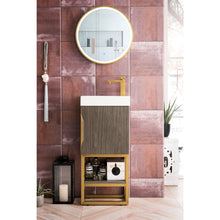 Load image into Gallery viewer, James Martin Columbia 16&quot; Ash Gray - Radiant Gold Single Vanity
