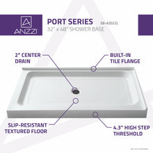 Load image into Gallery viewer, Port 36 x 48  in. Double Threshold Shower Base in White- Anzzi