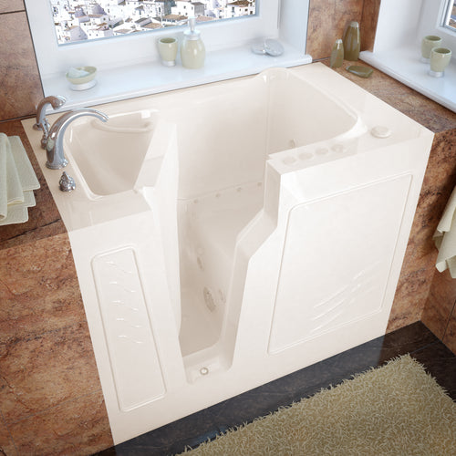 MediTub Walk-In 26 x 46 Left Drain Biscuit Whirlpool & Air Jetted Walk-In Bathtub- Meditub