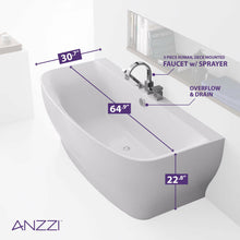 Load image into Gallery viewer, Bank Series 5.41 ft. Freestanding Bathtub with Deck Mounted Faucet in White- Anzzi