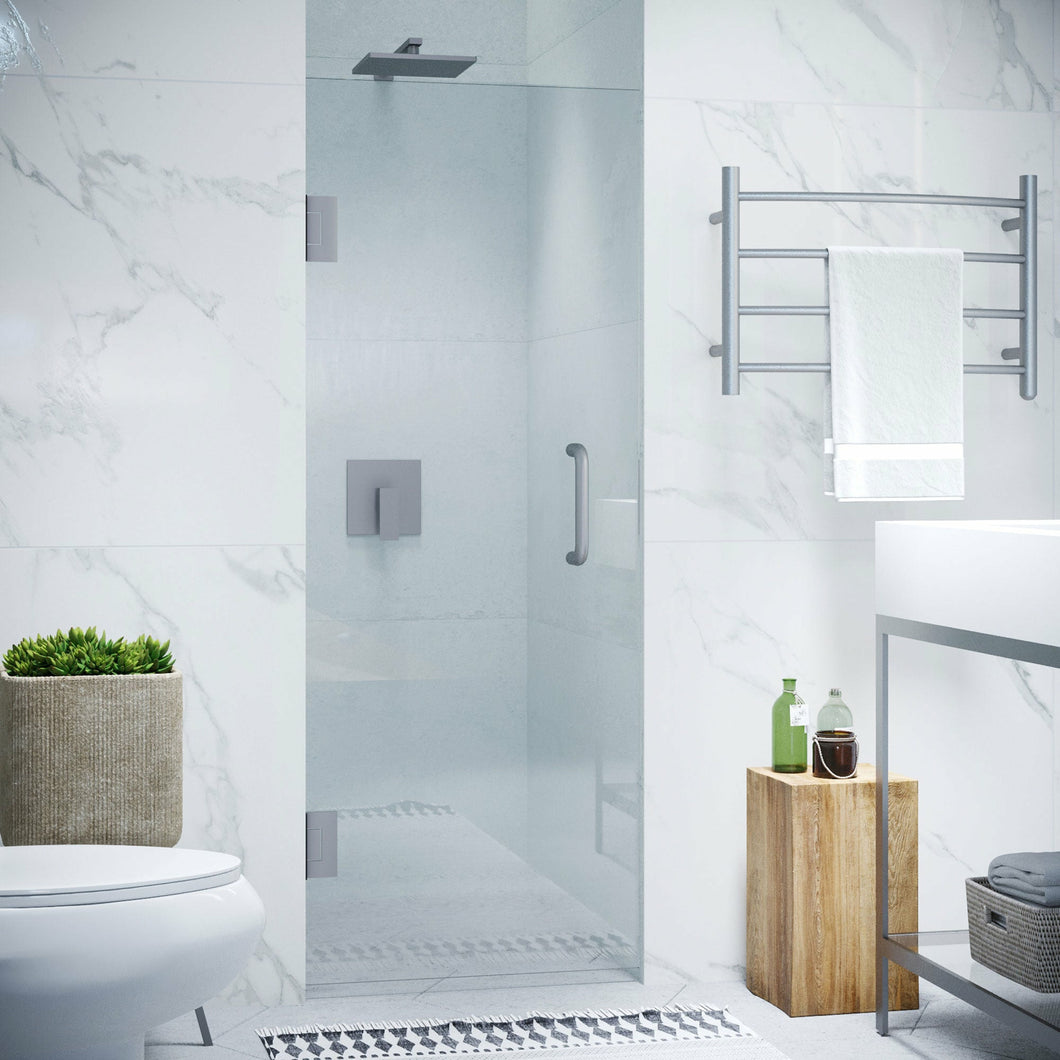 Passion Series 24 in. by 72 in. Frameless Hinged Shower Door in Brushed Nickel with Handle- Anzzi