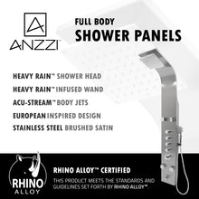 Load image into Gallery viewer, Echo 63.5 in. 4-Jetted Full Body Shower Panel with Heavy Rain Showerhead, Spray Wand and Tub Spout in Brushed Steel- Anzzi