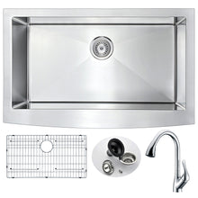 Load image into Gallery viewer, Elysian Farmhouse 36 in. Kitchen Sink with Accent Faucet in Polished Chrome- Anzzi