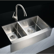 Load image into Gallery viewer, ELYSIAN Series 36 in. Farm House 40/60 Dual Basin Handmade Stainless Steel Kitchen Sink- Anzzi