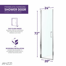 Load image into Gallery viewer, Lancer 23 in. x 72 in. Semi-Frameless Shower Door with TSUNAMI GUARD in Polished Chrome- Anzzi