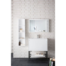 Load image into Gallery viewer, James Martin Milan 31.5&quot; Glossy White - Matte Black Single Vanity with Base