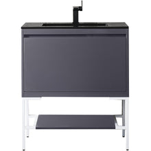 Load image into Gallery viewer, James Martin Milan 31.5&quot; Modern Grey - Glossy White Single Vanity with Base- James Martin