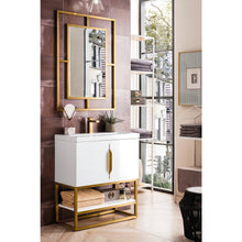 Load image into Gallery viewer, James Martin Columbia 31.5&quot; Glossy White - Radiant Gold Single Vanity