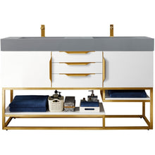 Load image into Gallery viewer, James Martin Columbia 59&quot; Glossy White - Radiant Gold Double Vanity- James Martin