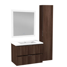 Load image into Gallery viewer, 30 in. W x 20 in. H x 18 in. D Bath Vanity Set in Dark Brown with Vanity Top in White with White Basin and Mirror- Anzzi