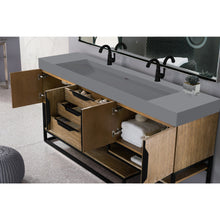Load image into Gallery viewer, James Martin Columbia 72&quot; Latte Oak - Matte Black Double Vanity