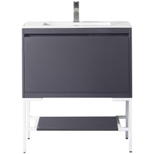 Load image into Gallery viewer, James Martin Milan 31.5&quot; Modern Grey - Glossy White Single Vanity with Base- James Martin