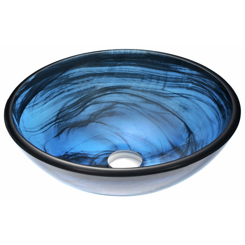 Thalu Series Deco-Glass Vessel Sink in Sapphire Wisp- Anzzi