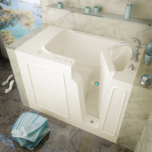 MediTub Walk-In 29 x 52 Left Drain Biscuit Whirlpool & Air Jetted Walk-In Bathtub- Meditub