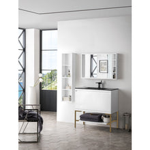Load image into Gallery viewer, James Martin Milan 35.4&quot; Glossy White - Radiant Gold Single Vanity