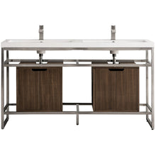 Load image into Gallery viewer, James Martin Boston 63&quot; Stainless Steel Sink Console (Double Basins) With Cabinet- James Martin