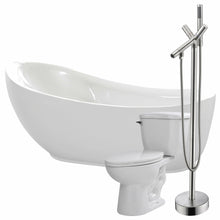 Load image into Gallery viewer, Talyah 71 in. Acrylic Flatbottom Non-Whirlpool Bathtub with Havasu Faucet and Kame 1.28 GPF Toilet- Anzzi