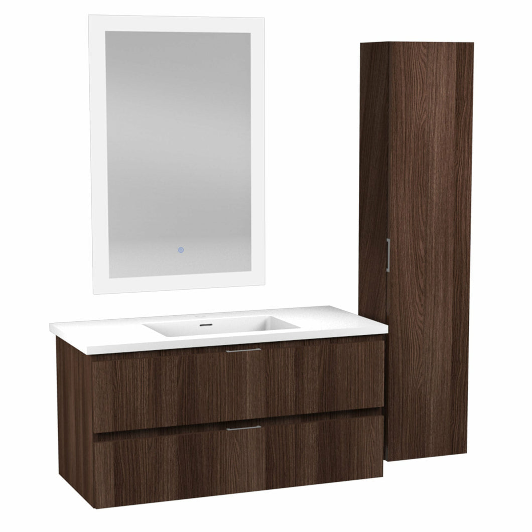 39 in. W x 20 in. H x 18 in. D Bath Vanity Set in Dark Brown with Vanity Top in White with White Basin and Mirror- Anzzi