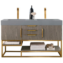 Load image into Gallery viewer, James Martin Columbia 59&quot; Ash Gray - Radiant Gold Double Vanity- James Martin