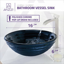 Load image into Gallery viewer, Rongomae Series Deco-Glass Vessel Sink in Coiled Blue- Anzzi