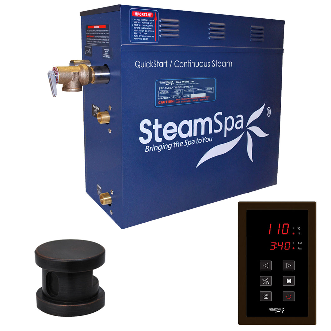 SteamSpa Oasis 6 KW QuickStart Acu-Steam Bath Generator Package in Oil Rubbed Bronze- SteamSpa