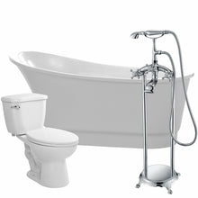 Load image into Gallery viewer, Prima 67 in. Acrylic Flatbottom Non-Whirlpool Bathtub with Tugela Faucet and Kame 1.28 GPF Toilet- Anzzi