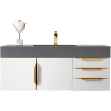 Load image into Gallery viewer, James Martin Mercer Island 48&quot; Glossy White - Radiant Gold Single Vanity- James Martin