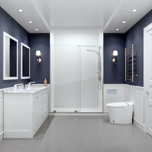 Load image into Gallery viewer, Longboat Series 60 in. x 76 in. Semi-Frameless Shower Door with TSUNAMI GUARD in Brushed Nickel- Anzzi