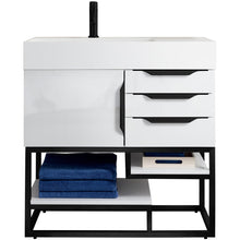 Load image into Gallery viewer, James Martin Columbia 36&quot; Glossy White - Matte Black Single Vanity- James Martin