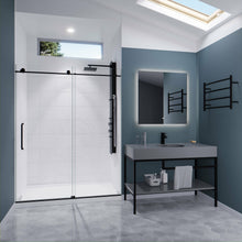 Load image into Gallery viewer, Leon Series 60 in. by 76 in. Frameless Sliding Shower Door in Matte Black with Handle- Anzzi
