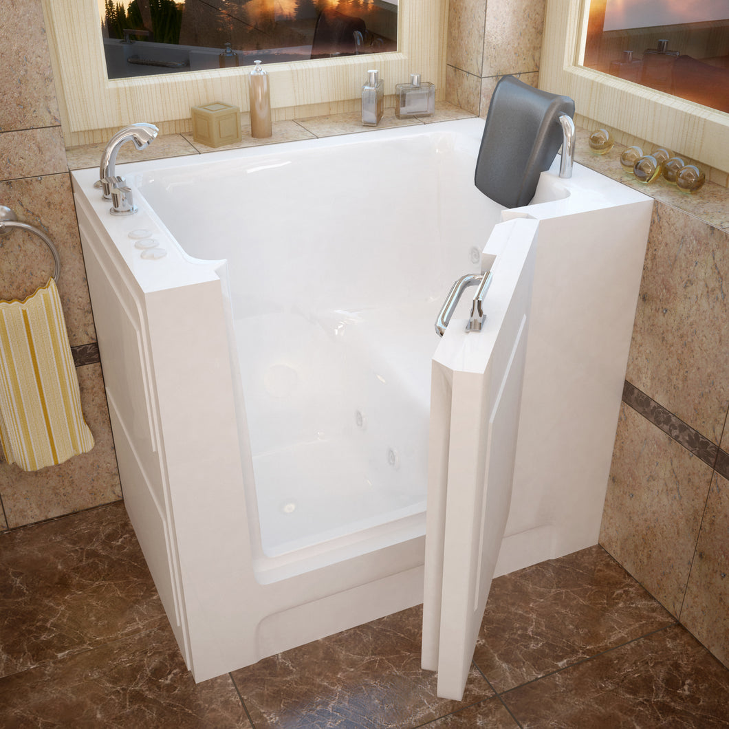 MediTub Walk-In 27 x 39 Left Drain White Whirlpool Jetted Walk-In Bathtub- Meditub