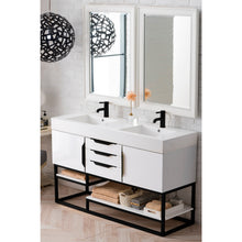 Load image into Gallery viewer, James Martin Columbia 59&quot; Glossy White - Matte Black Double Vanity