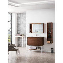 Load image into Gallery viewer, James Martin Milan 35.4&quot; Mid Century Walnut - Glossy White Single Vanity