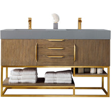 Load image into Gallery viewer, James Martin Columbia 59&quot; Latte Oak - Radiant Gold Double Vanity- James Martin