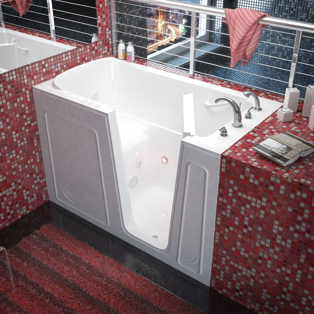 MediTub Walk-In 32 x 60 Right Drain White Whirlpool Jetted Walk-In Bathtub- Meditub